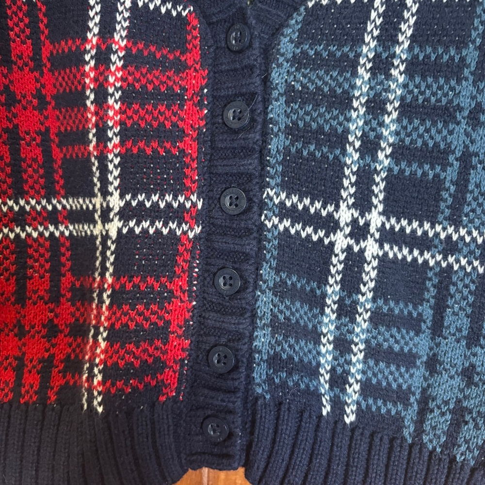 Hollister Cropped Plaid Button-Up Cardigan Sweater Y2K Academia Grunge Small - Picture 4 of 11